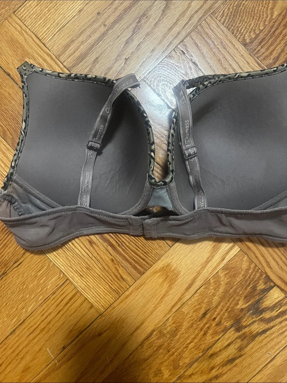 Chantelle THOMASS COUTURE Smooth Molded Bra in Taupe with Leopard Trim